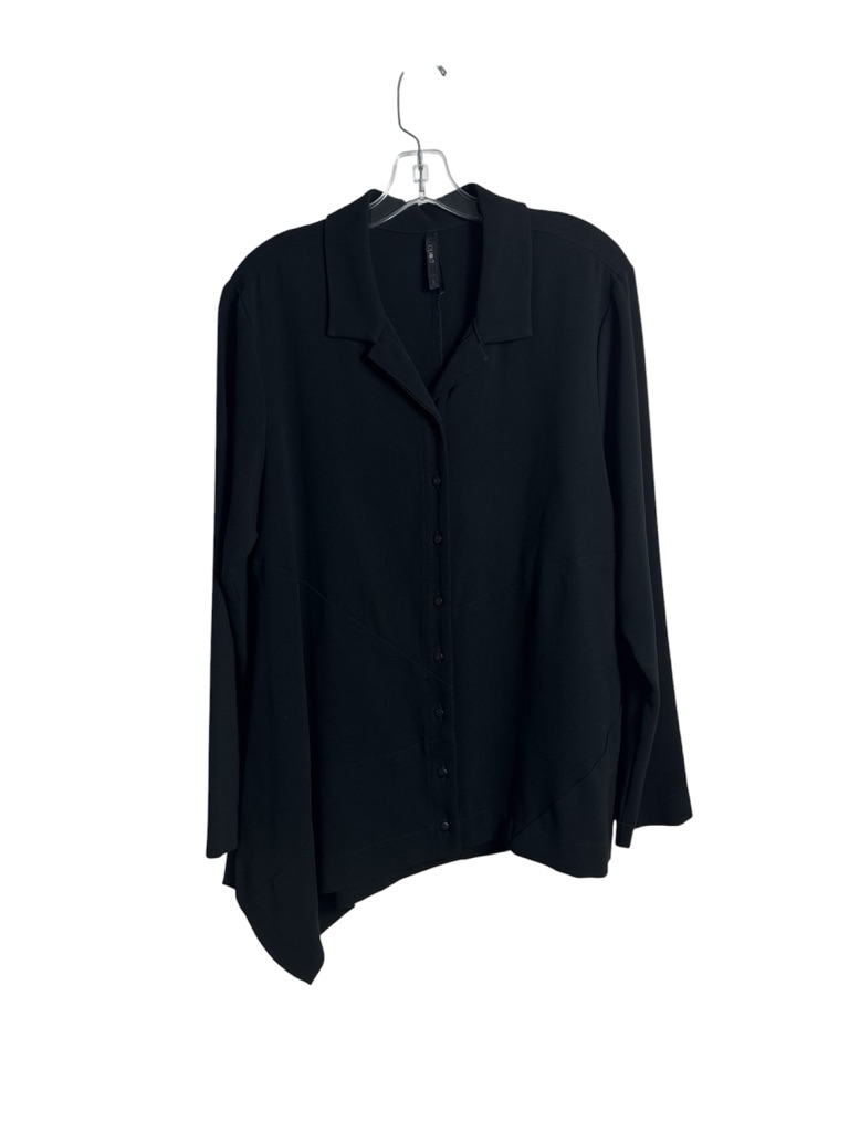 Porto San Francisco Black Asymmetrical Hem Black Button Up Shirt Size 3